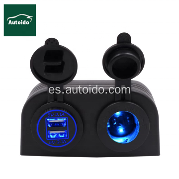 Panel tipo carpa de dos agujeros 4.2A CARGADOR USB DUAL + 12V/24 V COBO DE CIROTA CIRLE